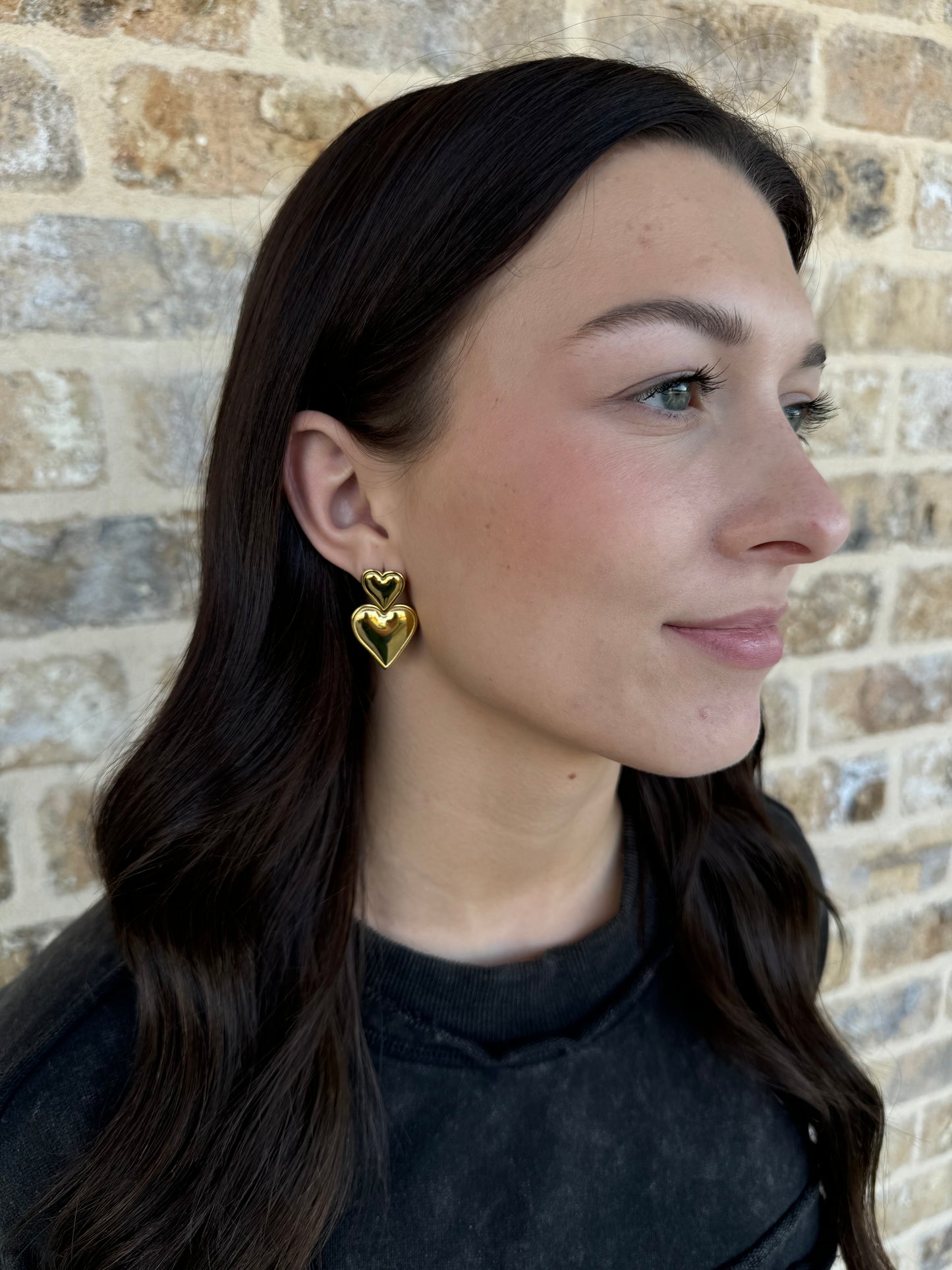 TWO GOLD HEART EARRINGS