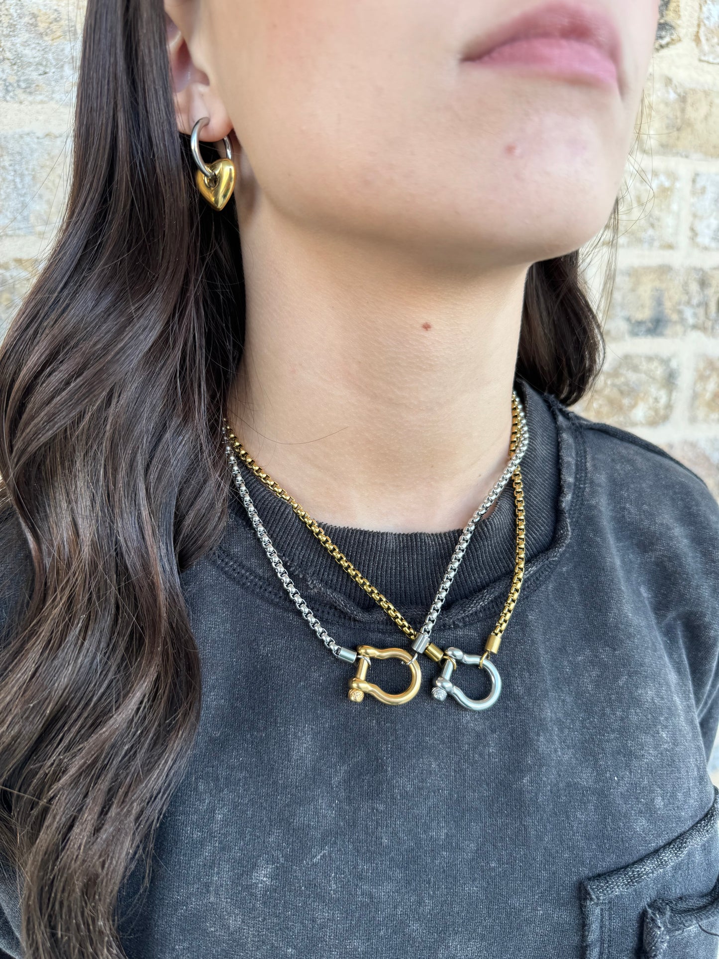 GOLD CHAIN WITH SILVER TOGGLE NECKLACE