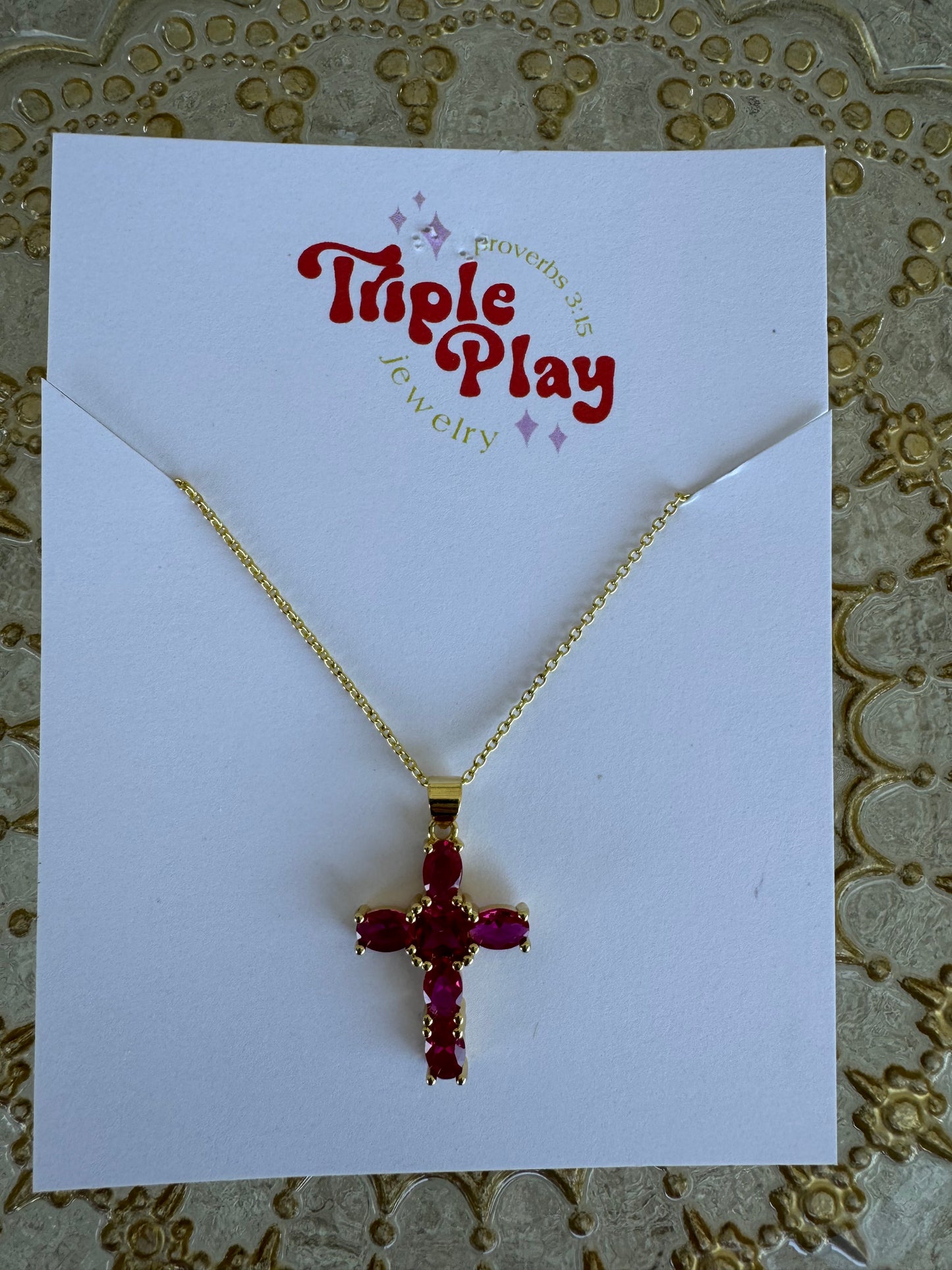 ROSE DIAMOND CROSS NECKLACE