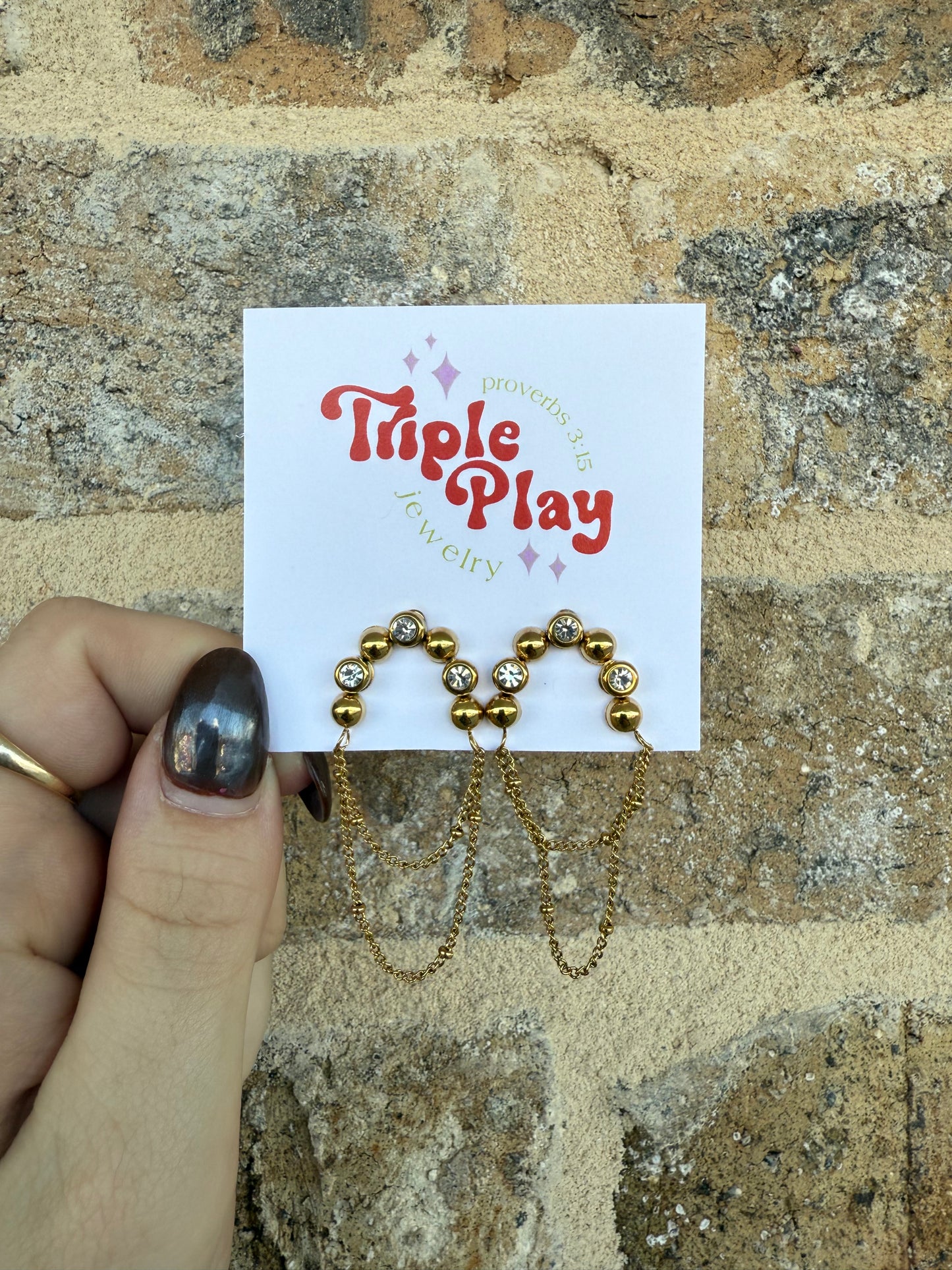 HALF CIRCLE DIAMOND DANGLE EARRINGS