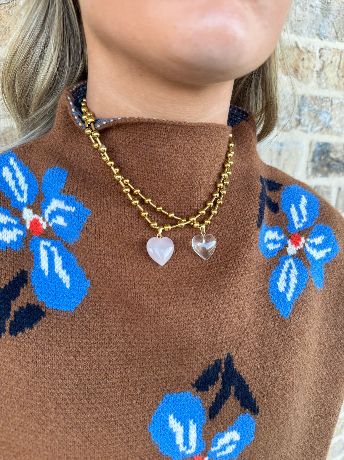 GOLD NECKLACE WITH CLEAR HEART