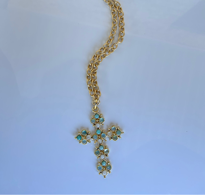 BIG TURQUOISE CROSS NECKLACE