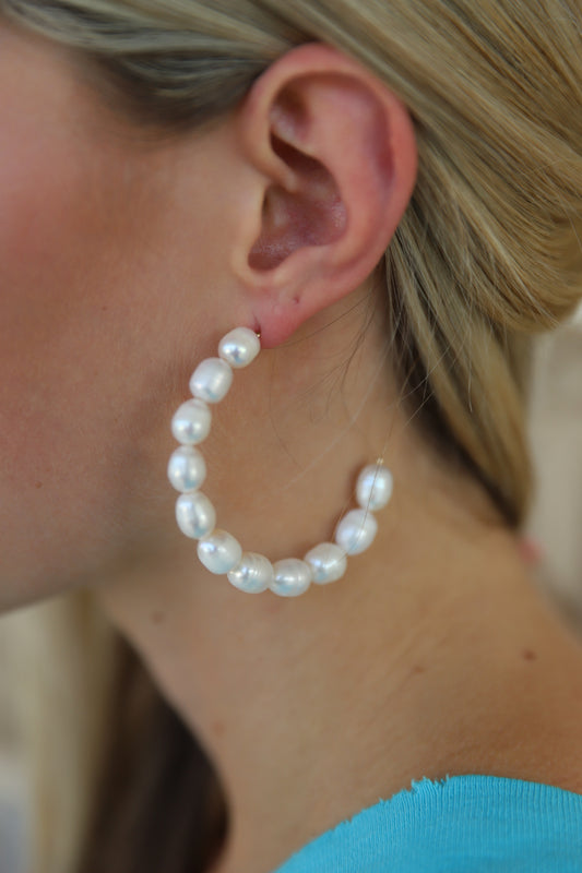 PEARL HOOP EARRINGS