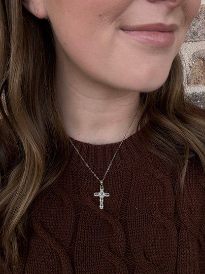 WHITE DIAMOND CROSS NECKLACE