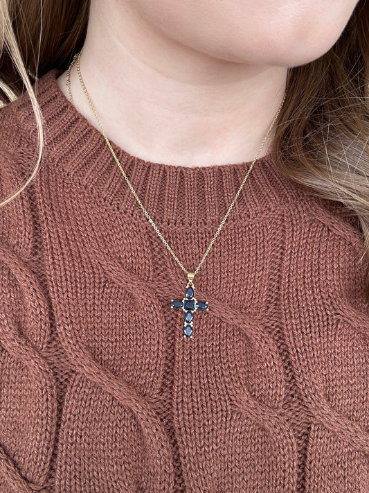 NAVY BLUE DIAMOND CROSS