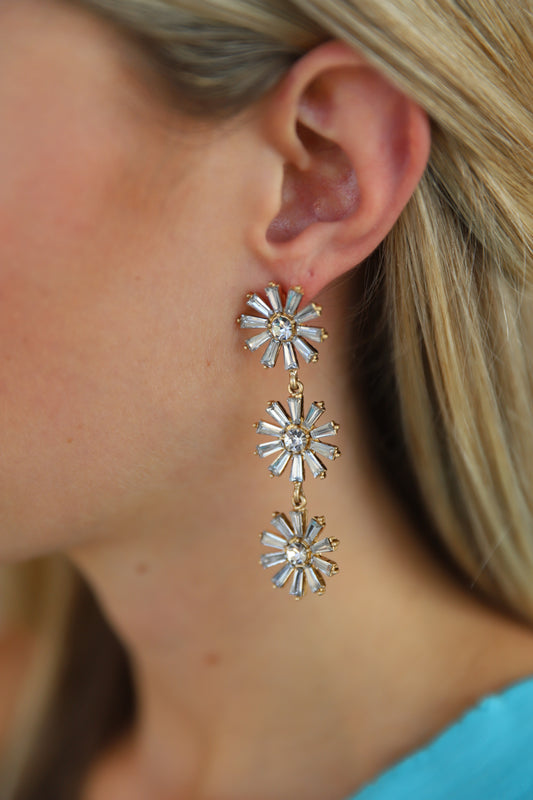 THREE STRAND FLOWER EARRING