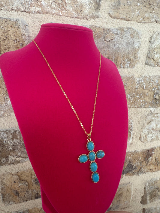 TURQUOISE CROSS NECKLACE