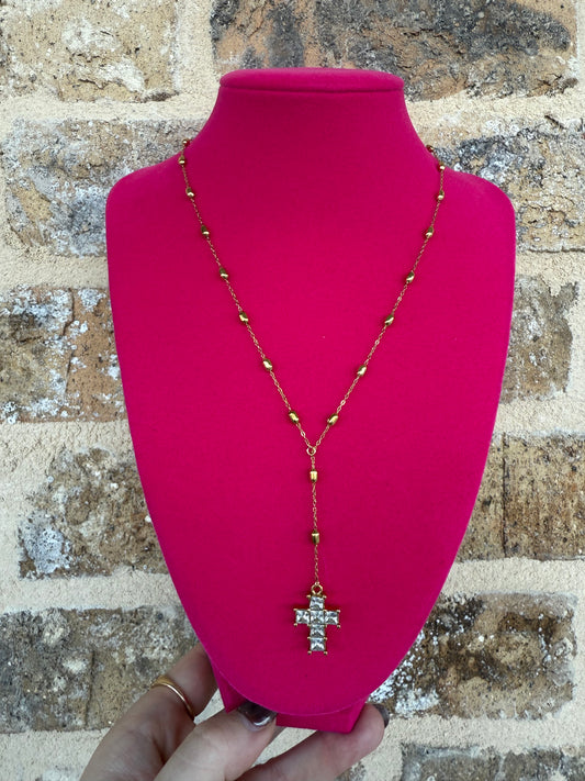 Y CHAIN DIAMOND CROSS