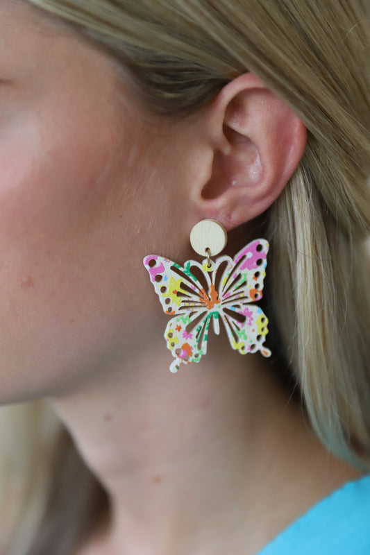 MULTI COLORED BUTTERFLY EARRINGS