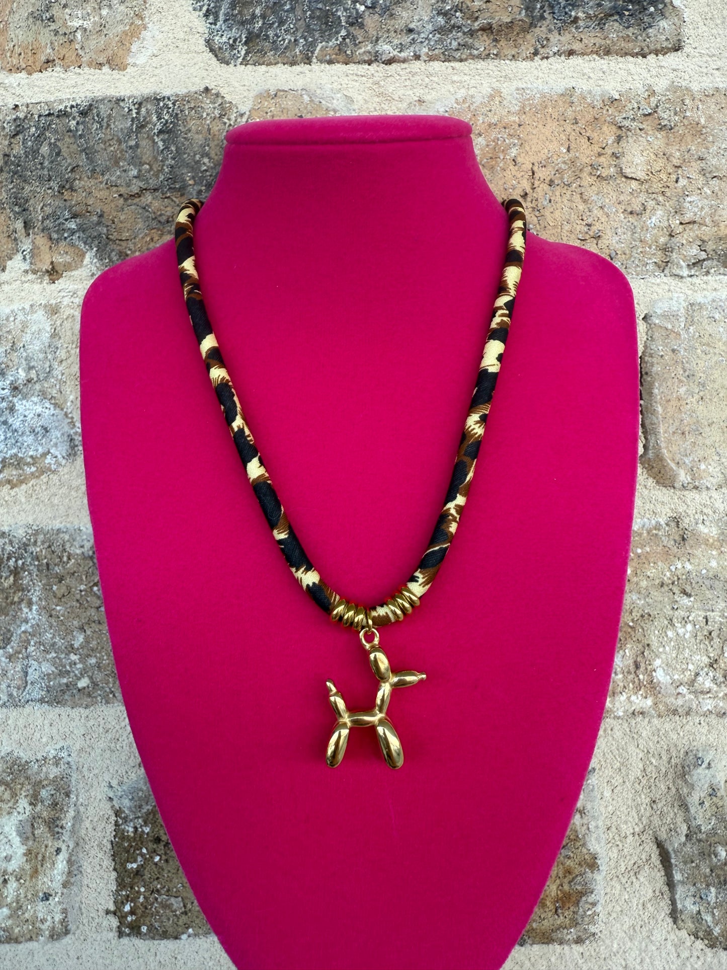 CHEETAH BALLOON DOG NECKLACE