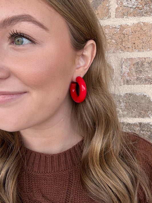 RED ACRYLIC EARRINGS