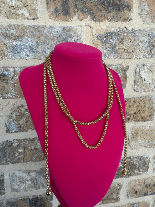 GOLD TIE AND WRAP NECKLACE