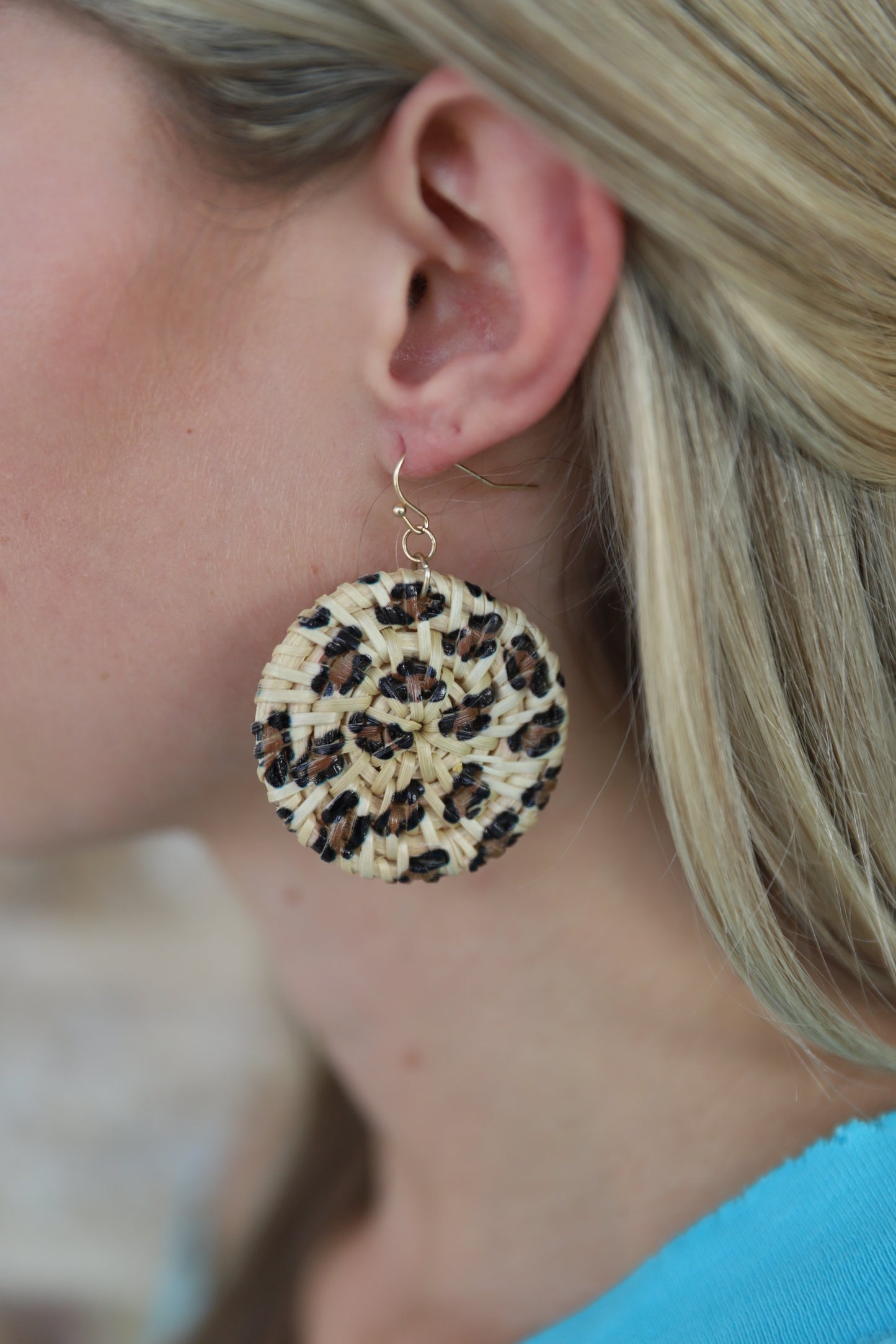 CHEETAH WICKER EARRINGS