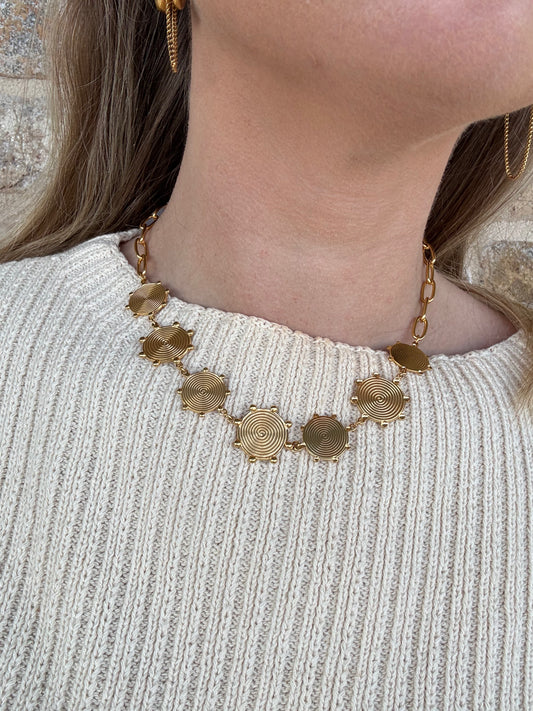 GOLD CHUNKY CIRCLE LAYERING NECKLACE