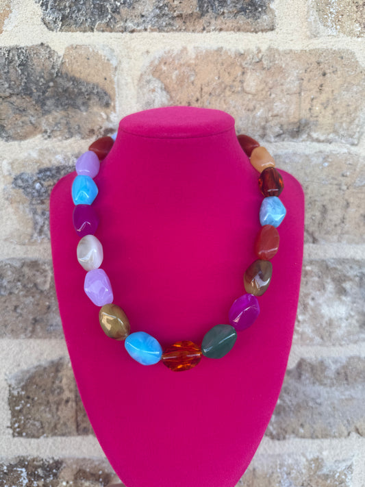 MULTI COLORED STONE NECKLACE